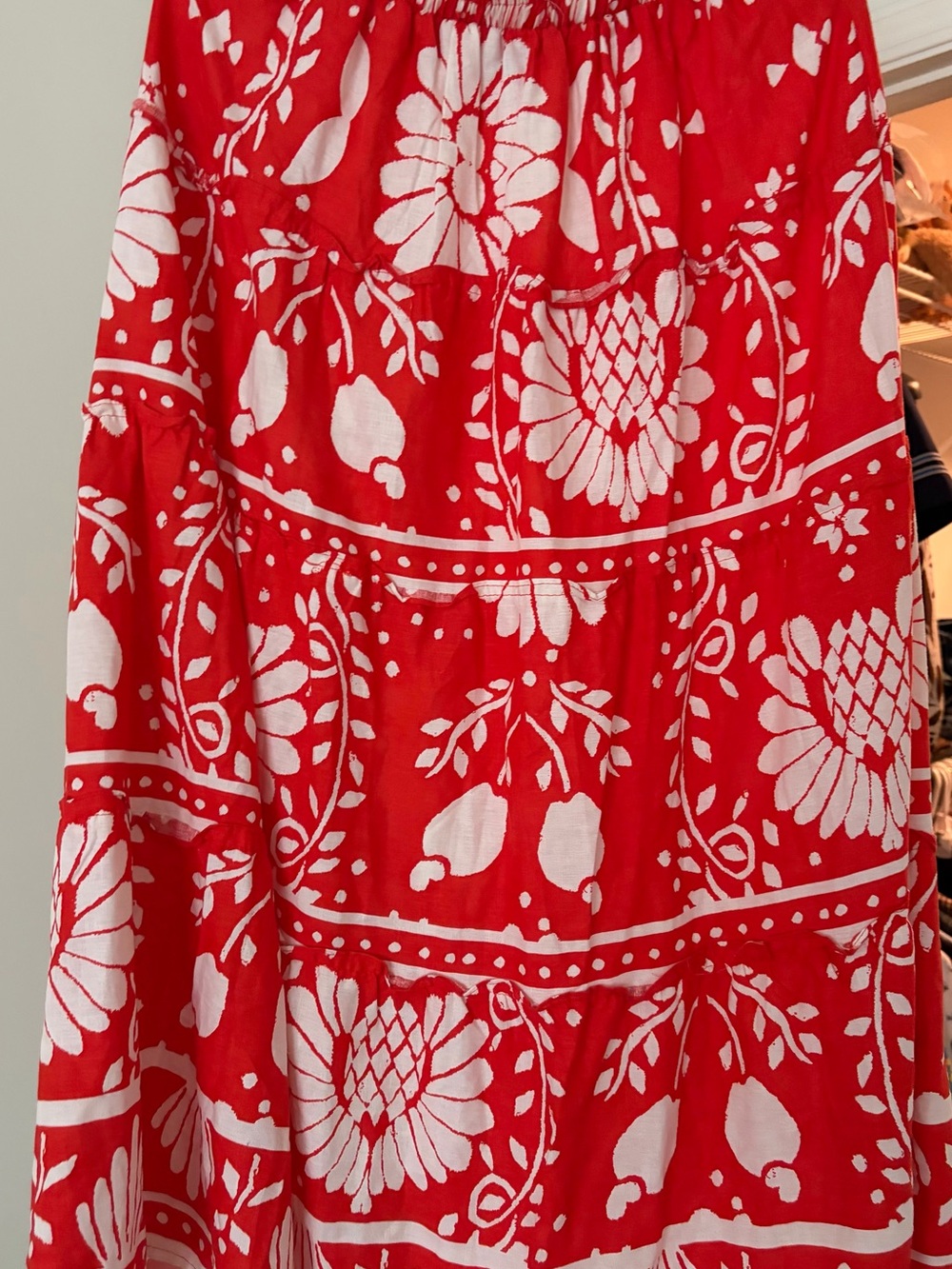 Haute Hippie Orange and White Floral Tiered Maxi Skirt - Picture 1 of 3